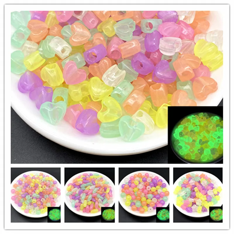 

50pcs/Lot Mixing Color Luminous Beads Acrylic Spaced Beads For Jewelry Making DIY Charm Bracelet Necklace Accessories