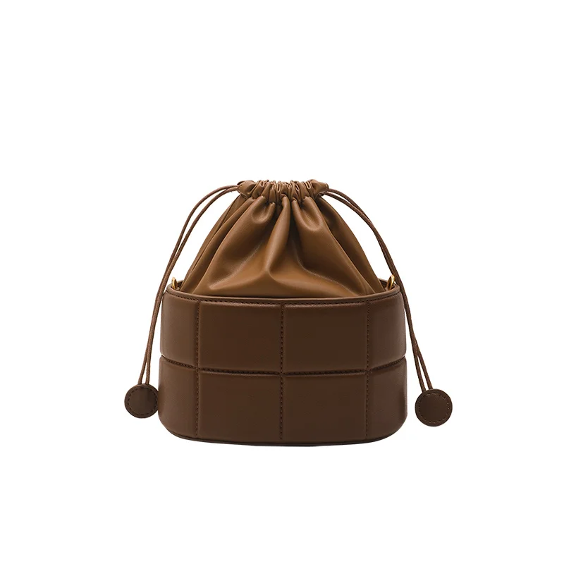 

Chocolate Cowhide Bucket Bag Women's High-Grade Shoulder Bag Minority All-Match Crossbody Bag