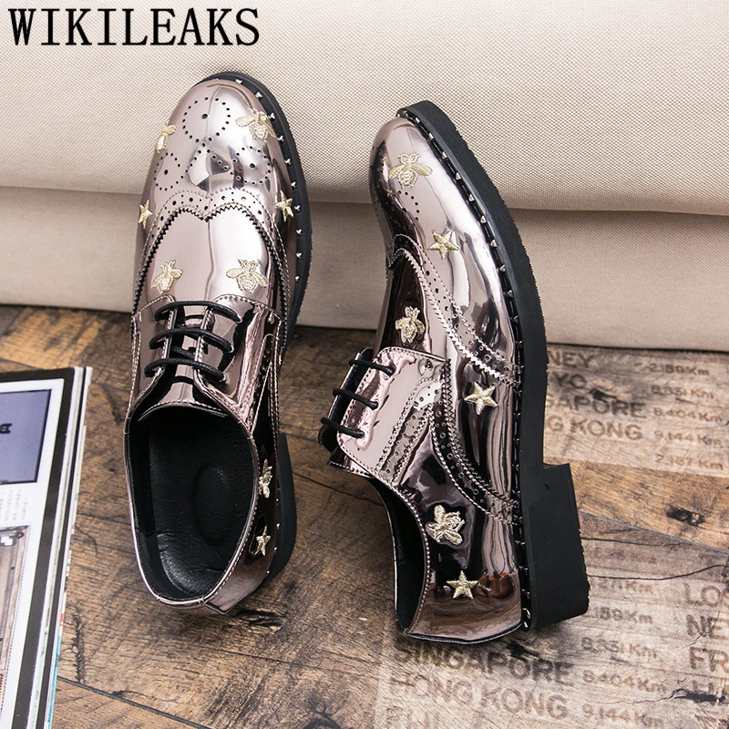 Пчелы обувь Мужская Свадебная Формальные Лакированная кожа парикмахер Туфли