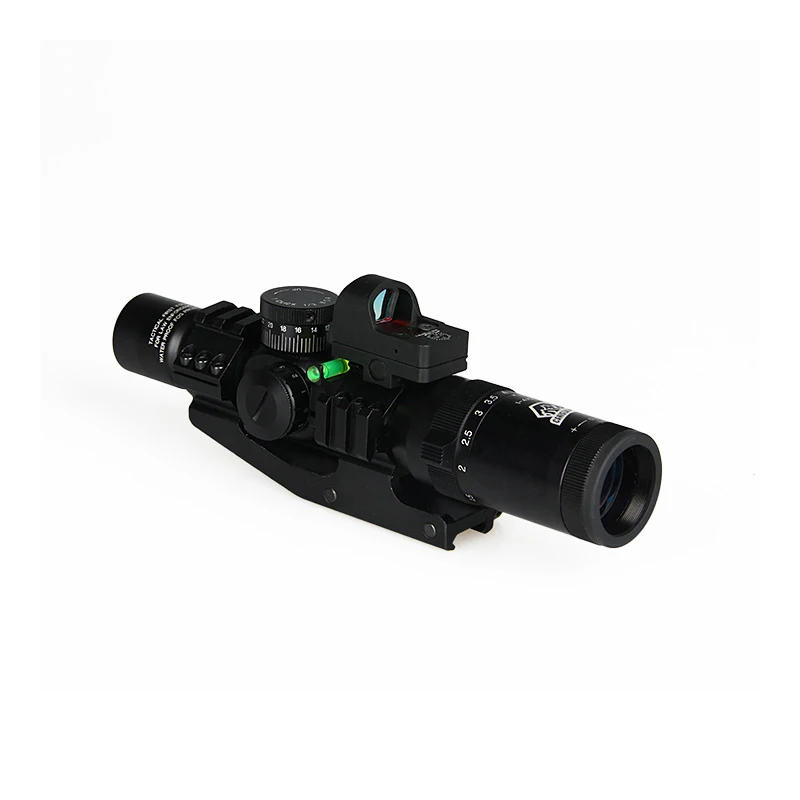Canis Latrans 1-4x24 IRF прицел + 2MOA 1X мини Красный точка зрения пузырьковый уровень 30 мм