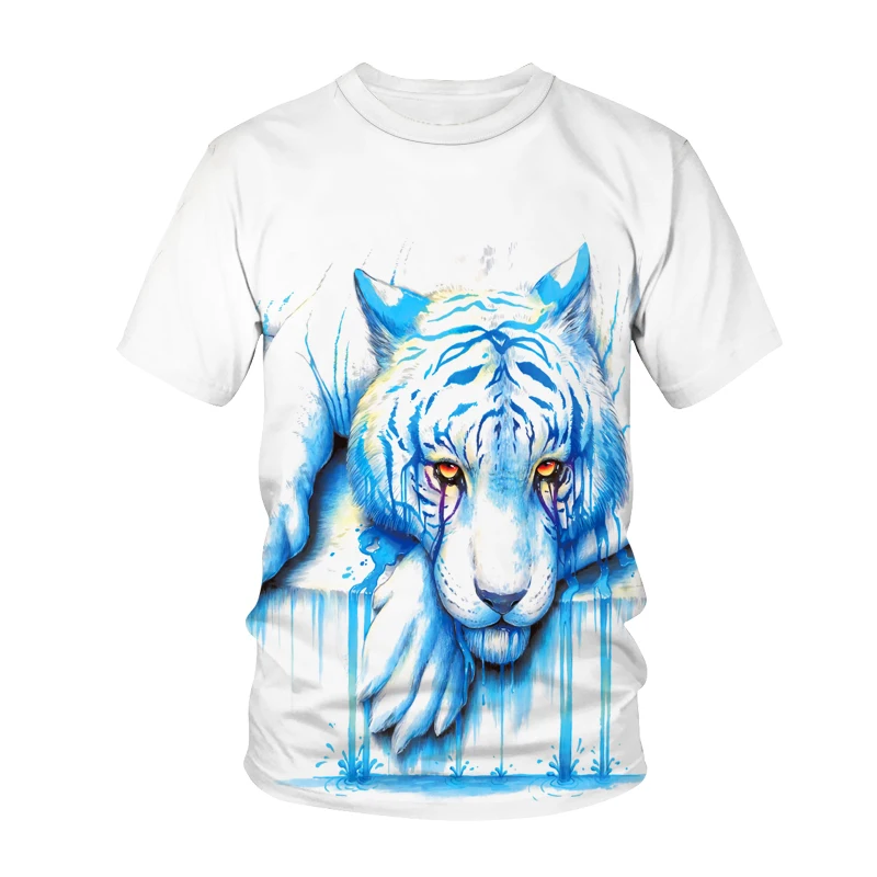 

Summer 3D-printed Men's T-Shirt Tiger Short Sleeved T-Shirt
