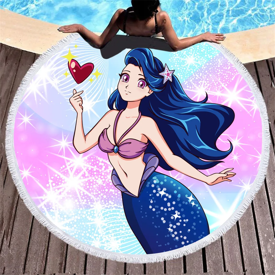 3d Русалка цифровая печать пляжные Полотенца 150 см внешняя часть изготовлена из
