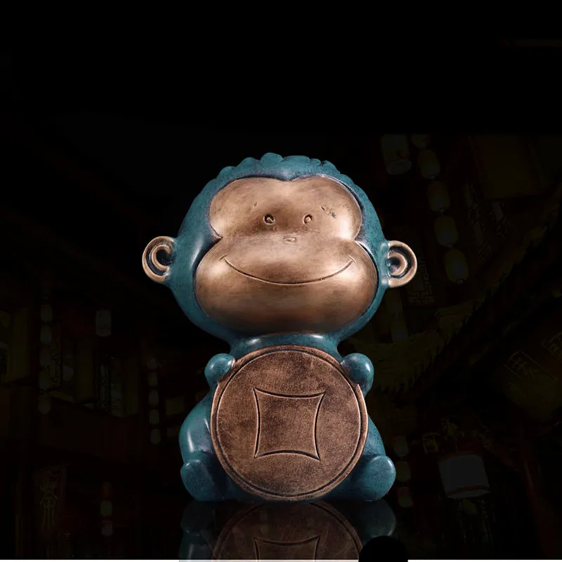 Современная простая Копилка в виде обезьяны домашнее украшение из смолы копилка