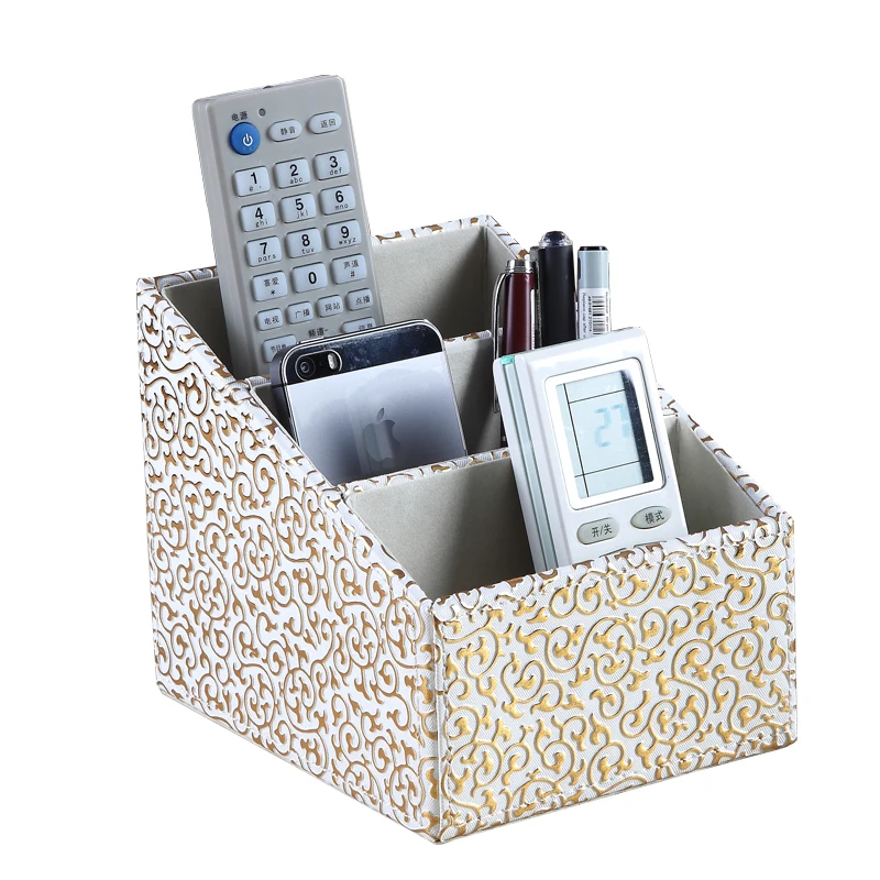 

Quality PU Leather Remote Control Storage Rack Mobile Phone Key Fashion Glove Desktop Storage Box