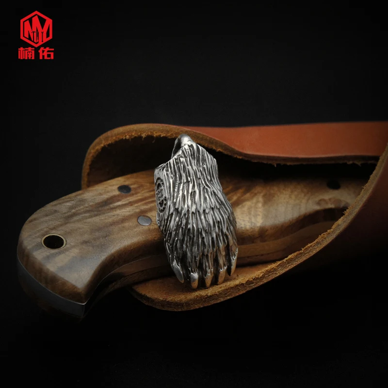 

1 шт. ручная резьба 925 серебро Медвежья лапа коготь ожерелье Подвески Аксессуары Паракорд бусины нож бусины браслет EDC инструмент подвеска