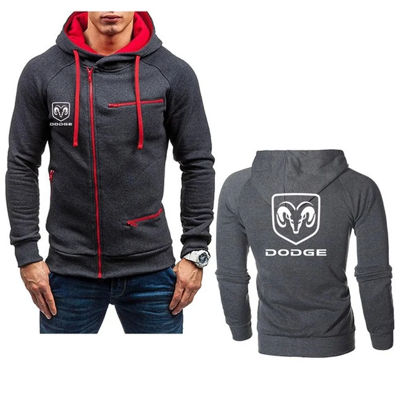

2021 New Hoodies Men for DODGE Car Logo Print fashion Casual HipHop Harajuku Long Sleeve Hooded Sweatshirts Mens zipper Jacket