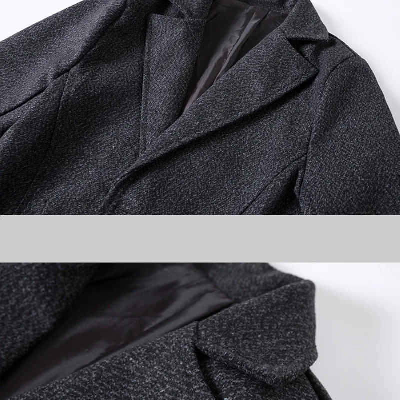 Новинка модное мужское зимнее пальто приталенное шерстяное длинное полупальто