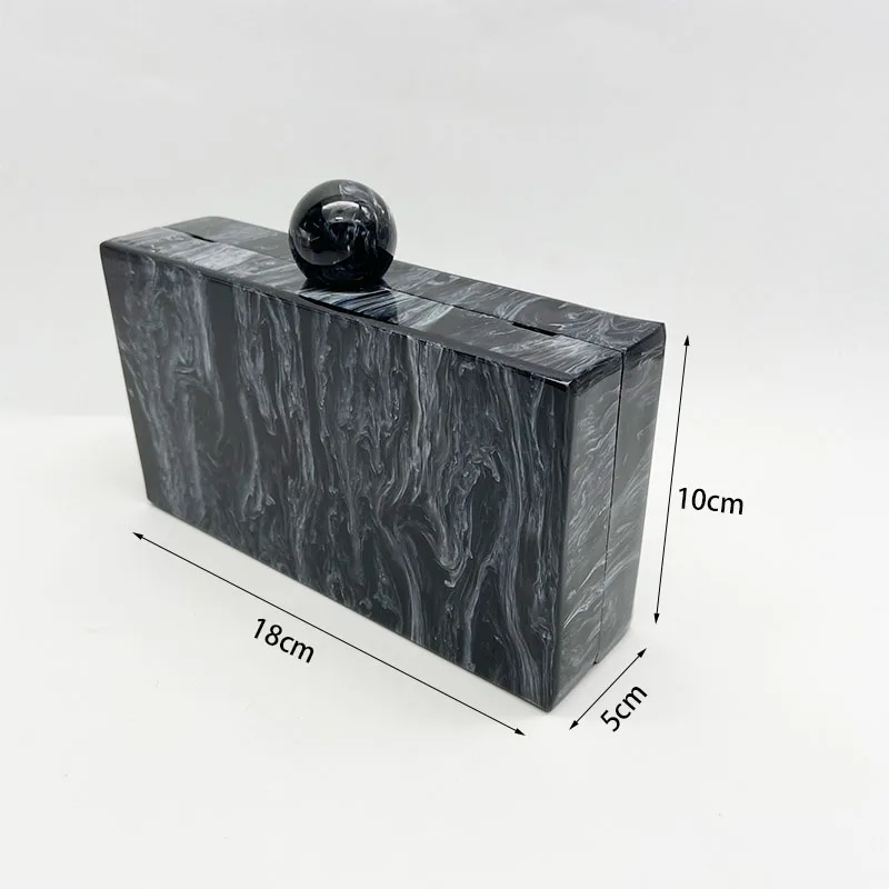 

New Brand Black Marble Pattern Acrylic Evening Bags Vintage Handbags Women Messenger Bags Party Prom Wedding Casual Clutch