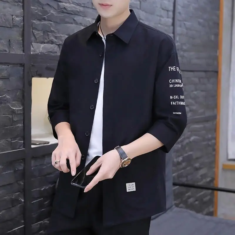 

Men Shirt Long Sleeve Street Oxford Shirts Tooling Pocket Patchwork Japan Summer Cotton Loose Casual Tuxedo Formal Anti-wrinkle