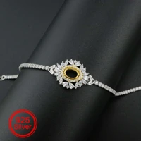 1pcs 5x7mm oval prong bezel bracelet settings luxury gold plated solid 925 sterling silver tray for gemstone 61 6 1900253