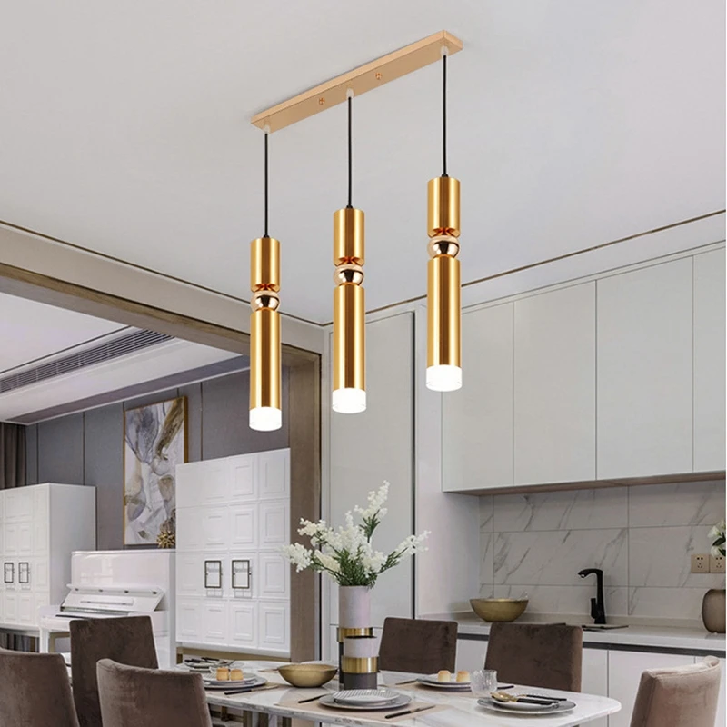 

LukLoy Modern LED Pendant Light Statement Ceiling Pendent Pipe Tube Hang Light for Living Room Dining Table Kitchen Island