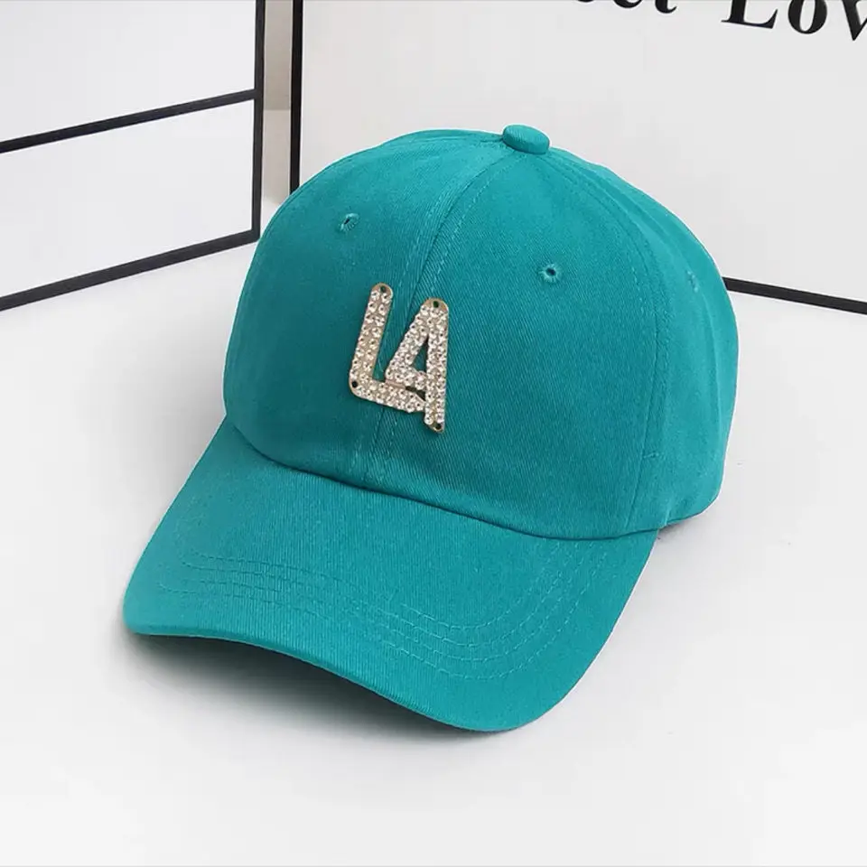 

Women spring summer new rhinestone letters cotton solid colors baseball cap outdoor UV protection sport visor hat