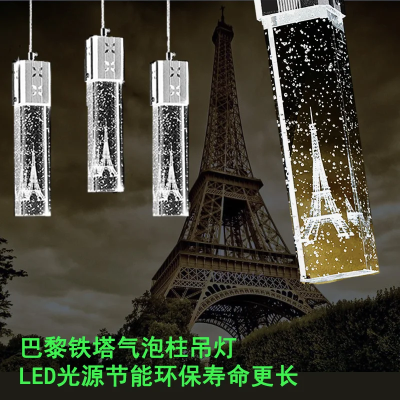 

Modern LED bar lamp crystal column bubble column three head crystal chandelier bubble single head restaurant lamp