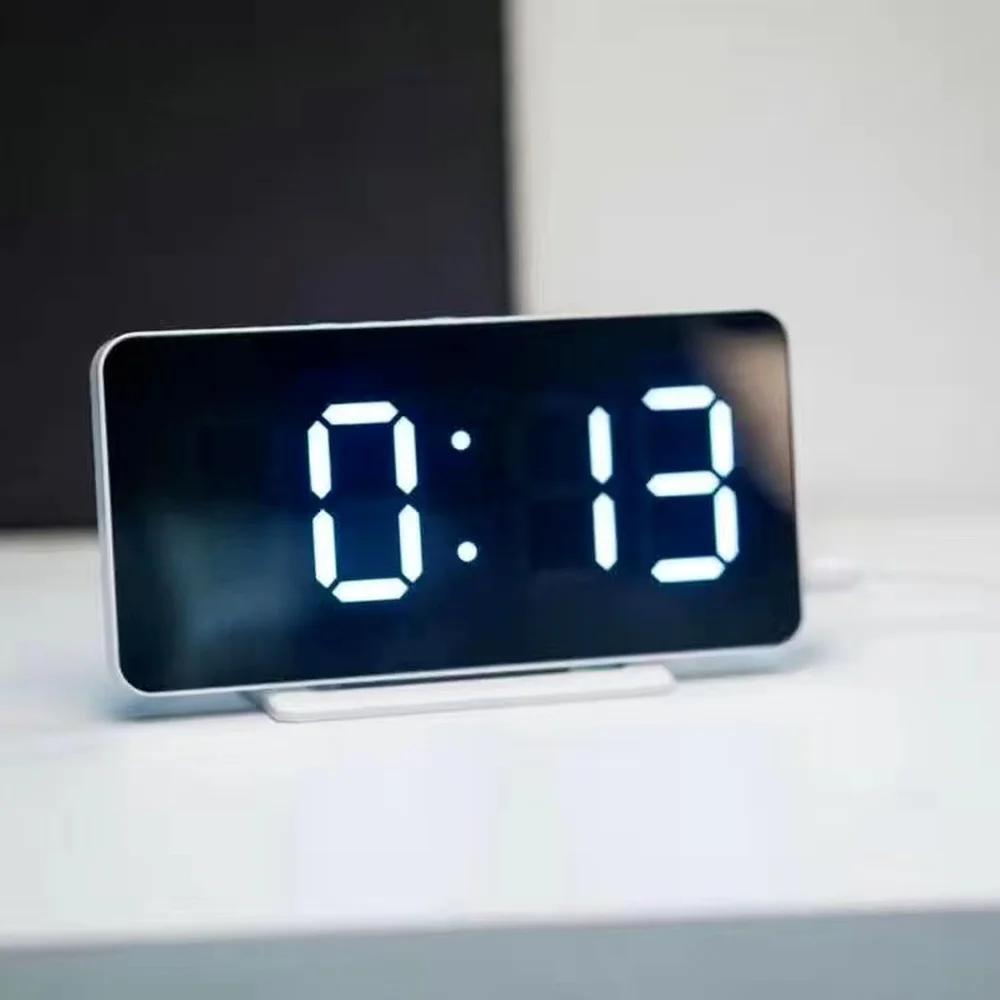 

Digital Alarm Clock Luminous LED Electronic Mini Wall Clock Bedroom Smart Brightness Table Desk Clocks Usb Charging Calendar