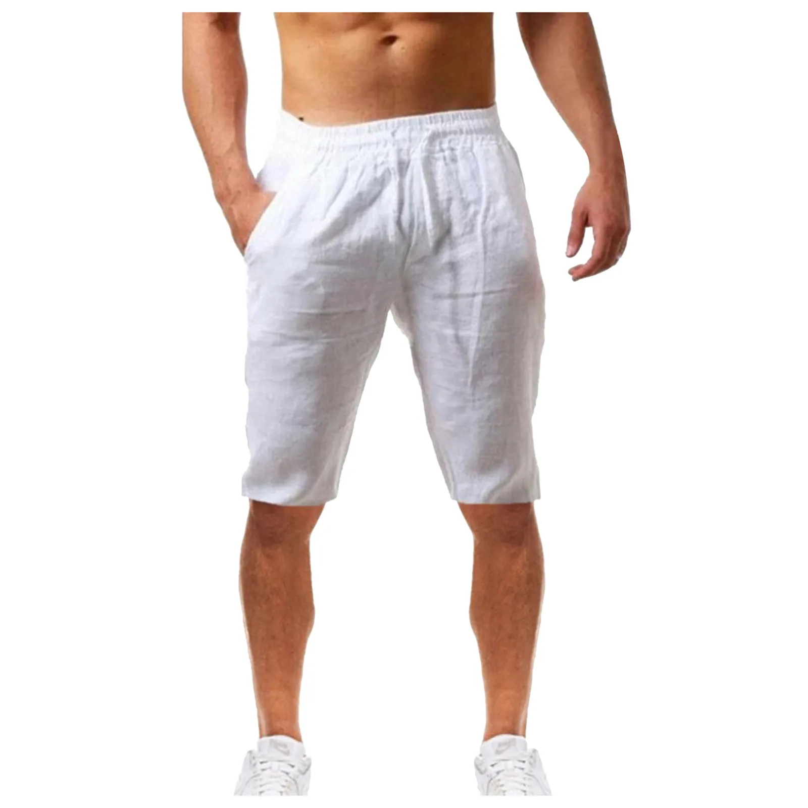 

Men's Summer Casual And Fashionable Solid Cotton And Linen Shorts