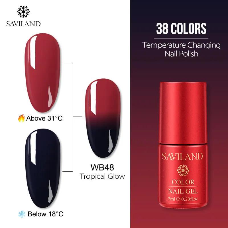 7ml WB48 Saviland 15 мл Хамелеон цвета УФ Гель-лак для ногтей изменение температуры Цвет гель лак термо Полупостоянный Лаки лак для ногтей - Цвет: 7ml WB48