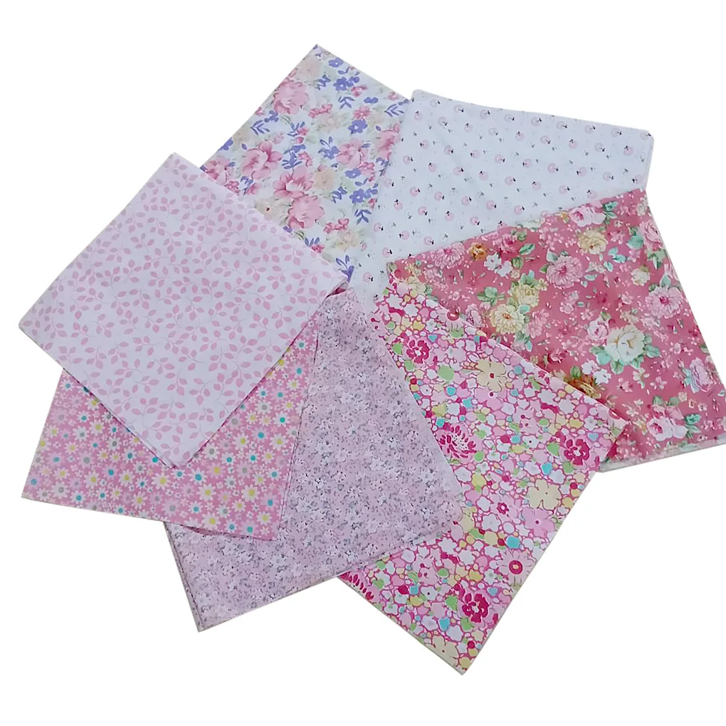 7 Pieces Flower Pattern Printed Cotton Fabrics Sewing Square Cloth Household Professional Patchwork Accessory  50x50cm