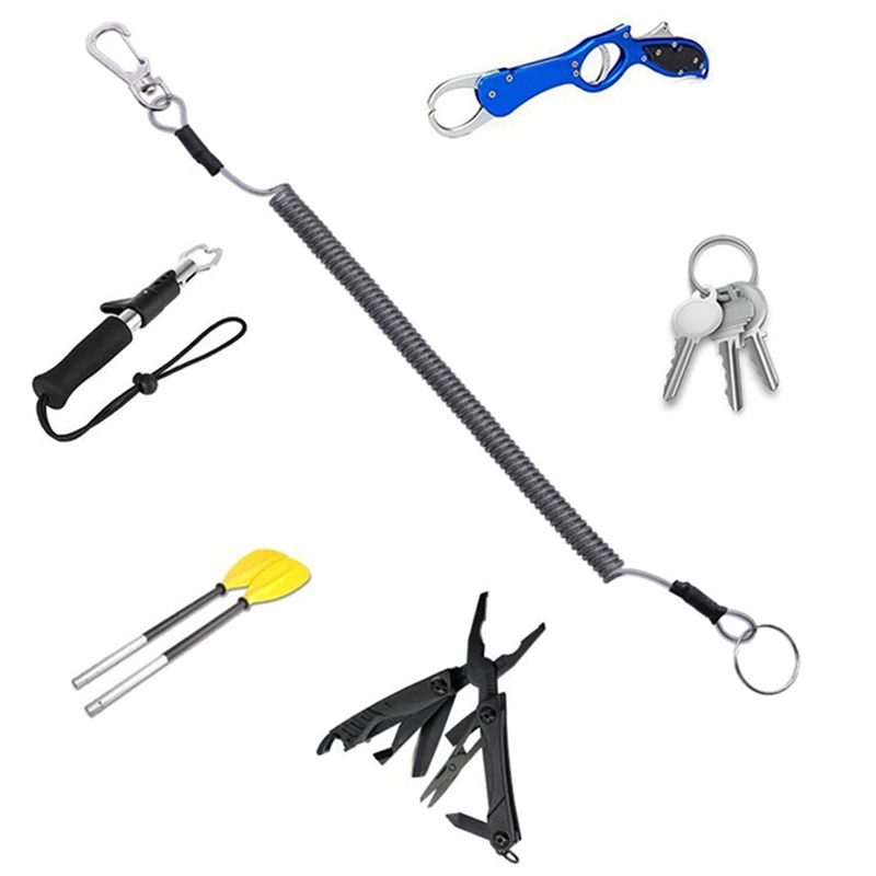 

Key Cord key koord Sleutel For Men Fashion Elastic Coil Stretch Tether Key chain Ring For Fishing Lobster Clasp Hook Lockable