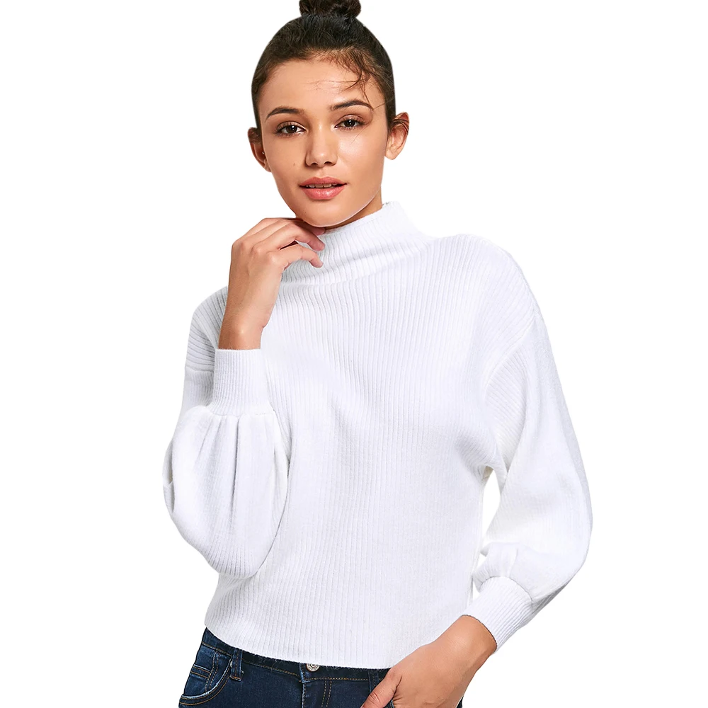 ZAFUL пуловер с рукавами-фонариками тонкий свитер женский осенне-зимний Водолазка