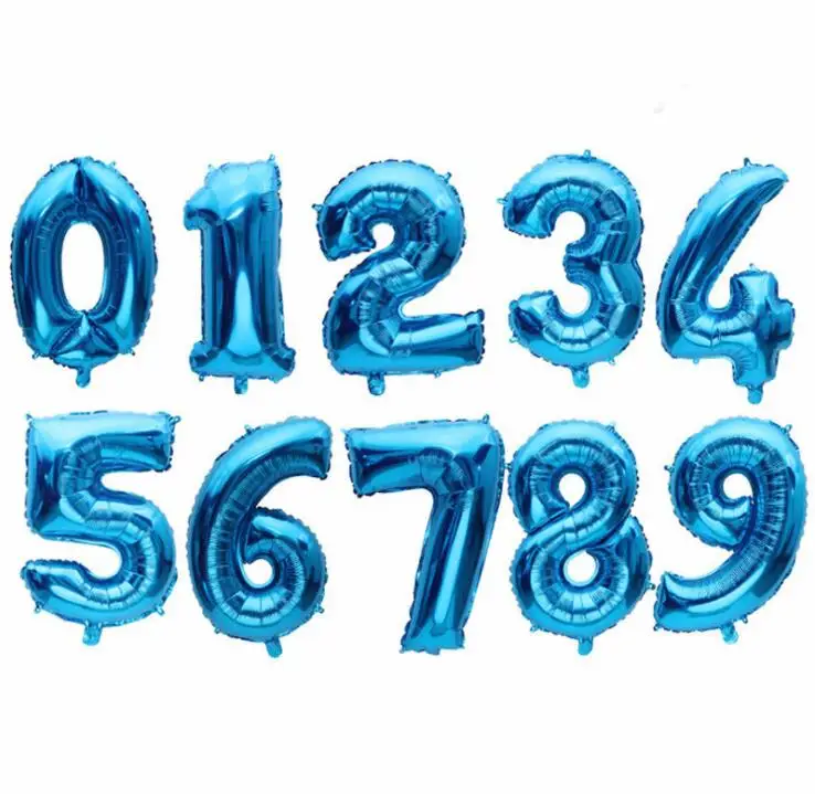 blue 16 32 дюймов фольгированные воздушные шары на день рождения воздушные гелиевые цифры шары цифры Свадьба С Днем Рождения украшения Детские воздушные шары для дня рождения - Цвет: blue