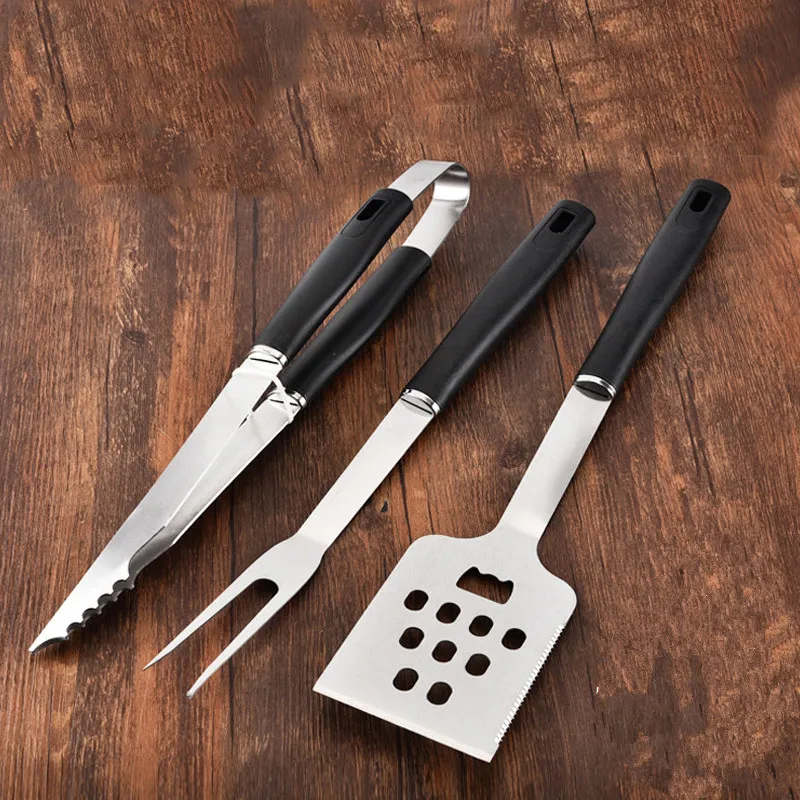 

4pcs BBQ Grill Tools Set with Meat Injector Thick Stainless Steel Spatula Fork Tong Cook Meat Barbecue Grilling Tool BBQ Utensl