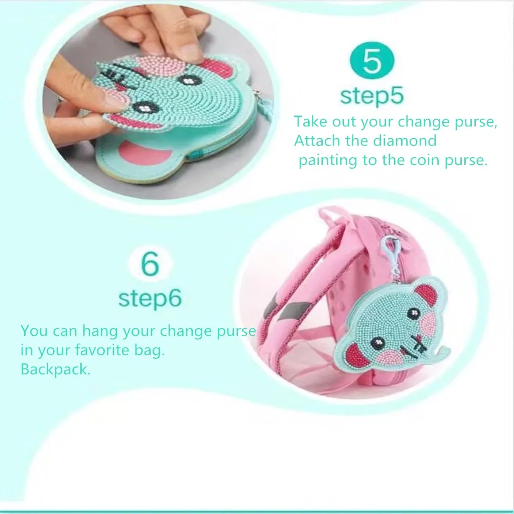 1 шт. брелок кошелек с мультяшными животными|Алмазная мозаика и вышивка| |