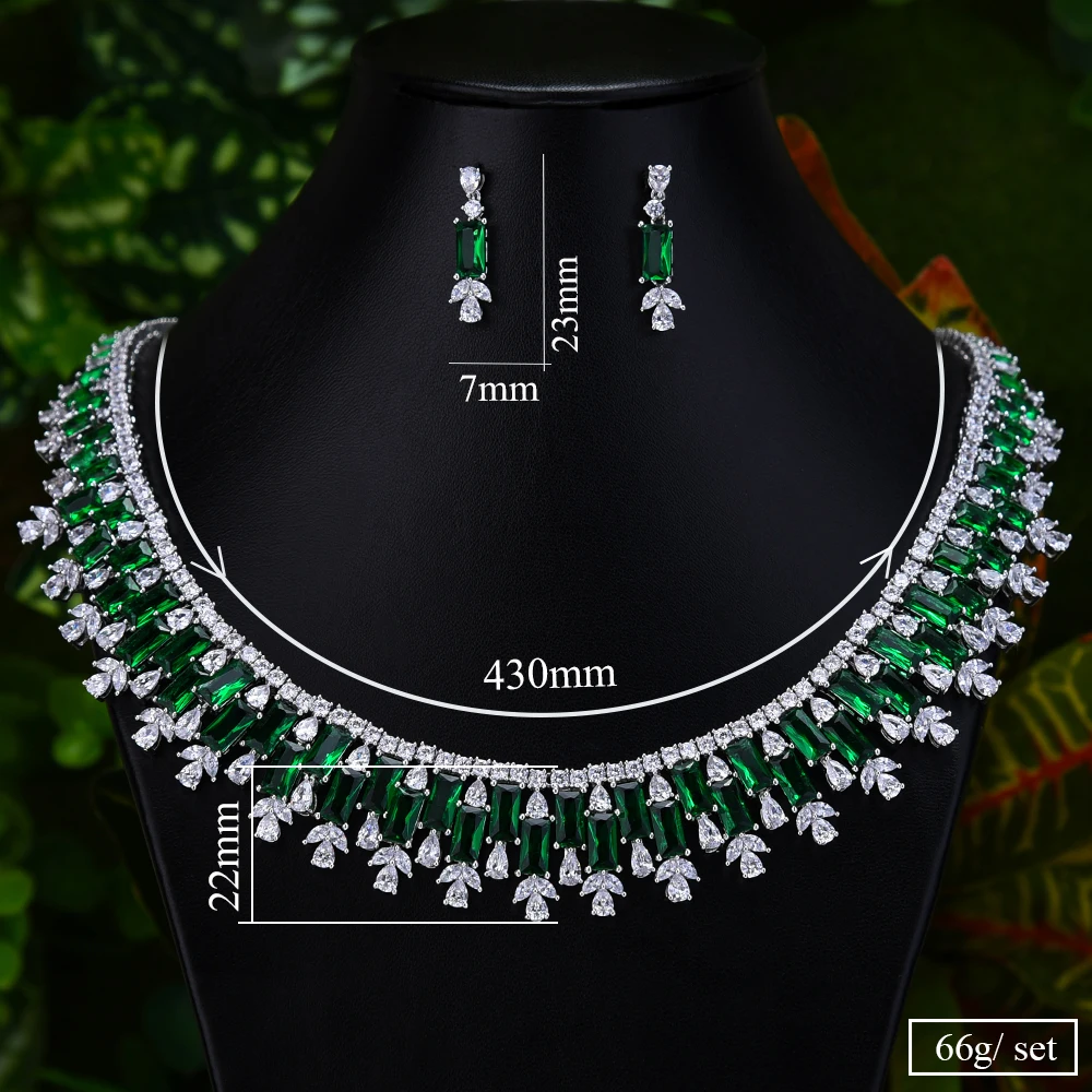 

SISCATHY Newest Luxury Sparking Brilliant Cubic Zircon Necklace Earrings Wedding Bridal Jewelry Sets Dress Accessories 2020 NEW