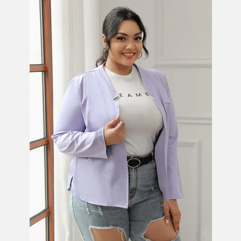 

Куртка женская оверсайз с длинным рукавом, кардиган, однотонный Повседневный Топ с открытым стежком и длинным рукавом, пальто, от 2XL до 7XL, T1218