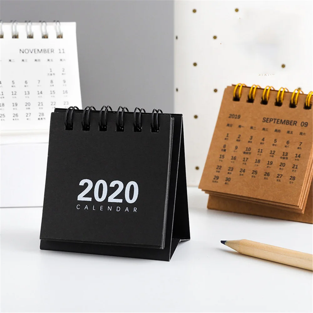 2020 Simple Calendar Mini Paper Desktop Item Dual Daily Scheduler Planner Yearly Agenda Organizer Office Stationery | Канцтовары для