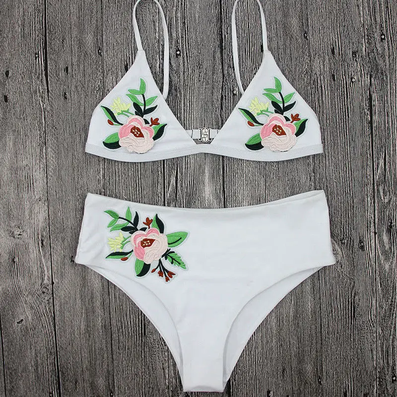 2020 комплект бикини с вышивкой в виде роз бразильский купальник пуш-ап подкладкой