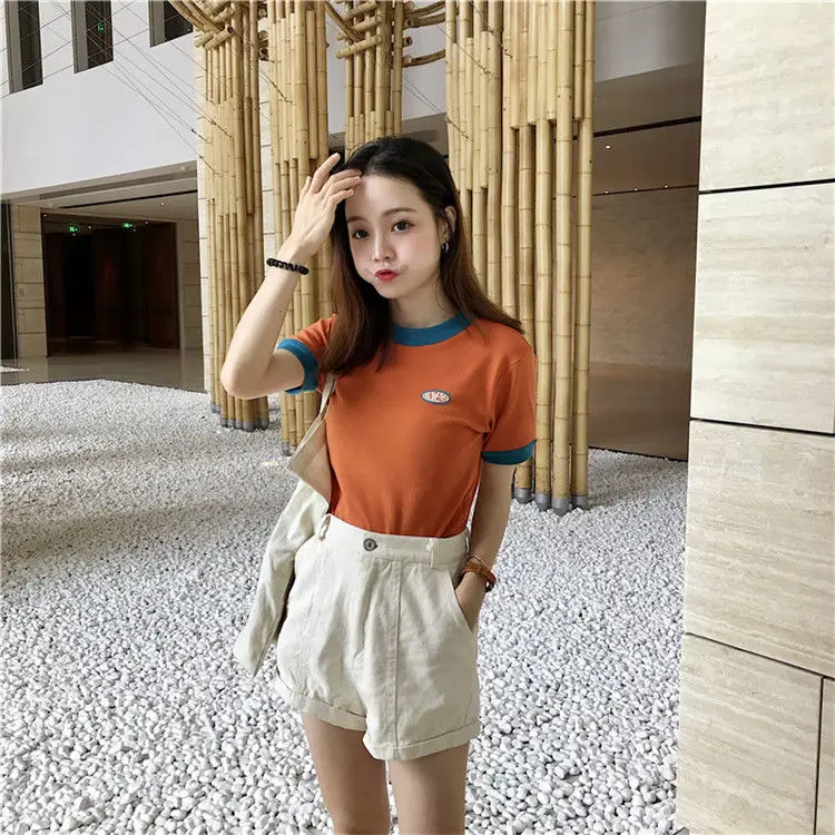 

Japan Lolita Style Short Sleeve Slim Basic Tees Shirt Women Summer Tops 2021 Vintage Short T-shirt Schoolgirl Street Clothes