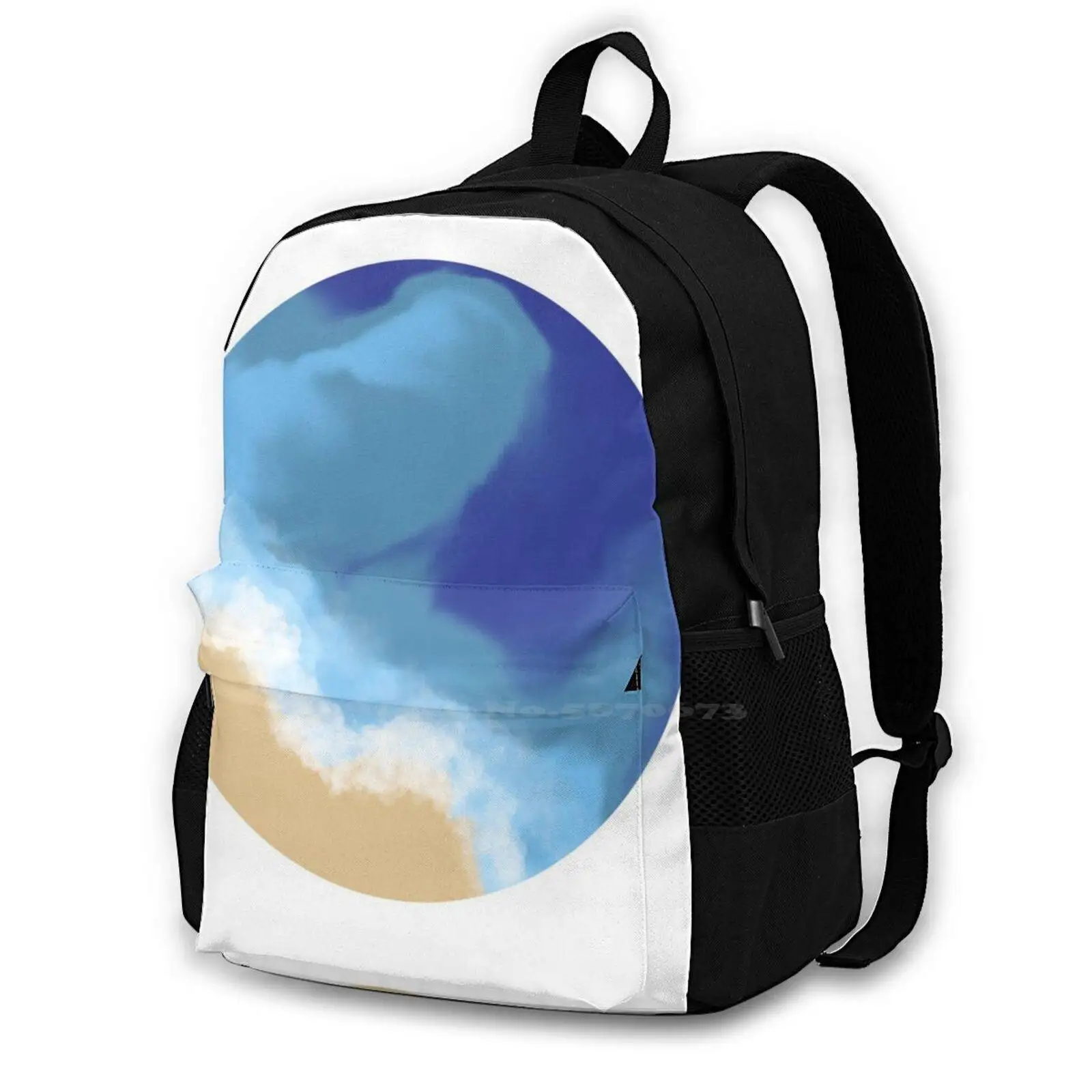 

Pacific Serenity 3D Print Design Backpack Casual Bag Ocean Water Bora Bahamas Sand Sea Blue