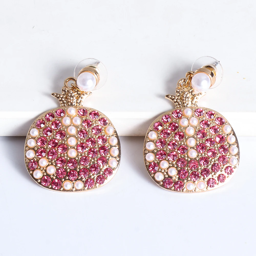 

Wholesale New Pink Plant Earrings Big Pearl Pendant Fashion Earring Streetwear Cute Hanging Dangle Earring For Women 2021