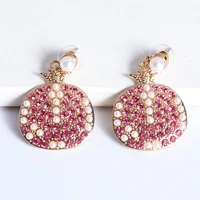 wholesale new pink plant earrings big pearl pendant fashion earring streetwear cute hanging dangle earring for women 2021 za