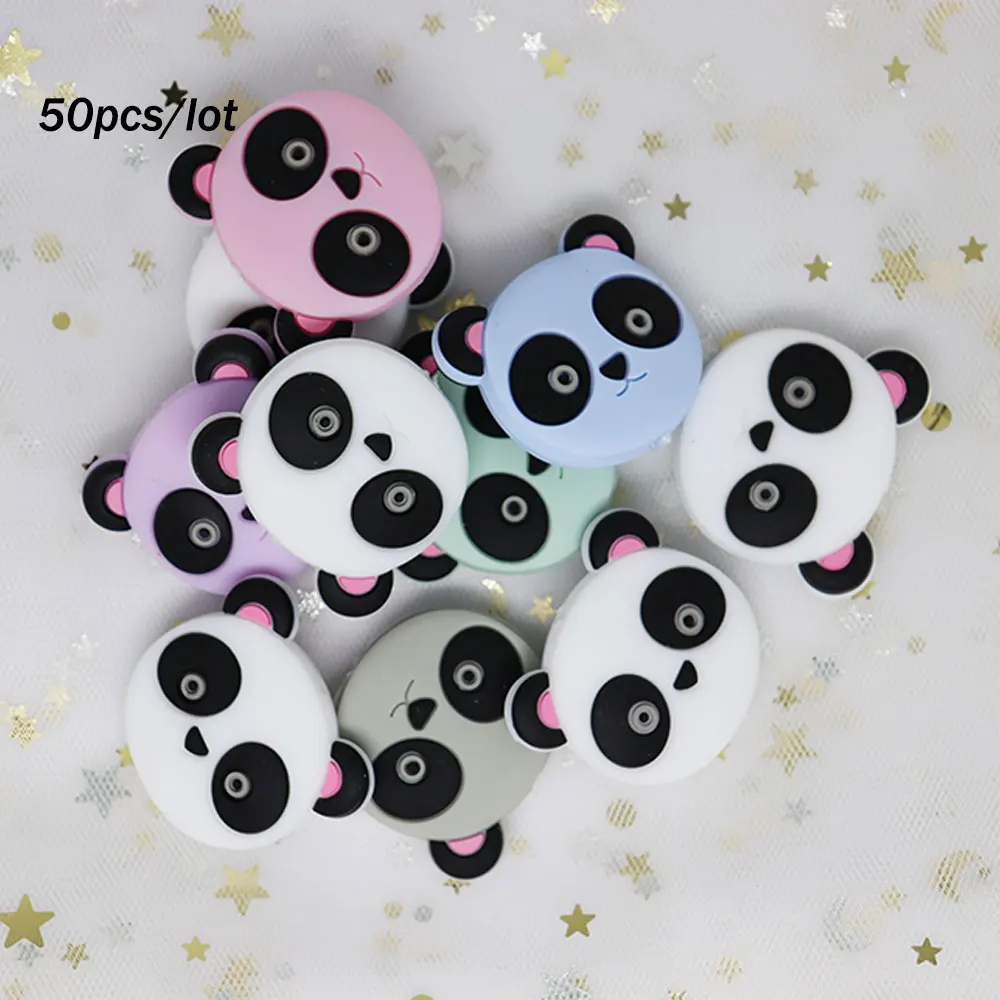 

50Pcs Panda Silicone Beads BPA Free Baby Teething Bead Chewable Infants Nursing Nipple Chain Baby Toy Tools Accessories Bead