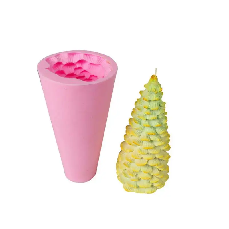 

3D Christmas Tree Candle Mold Silicone Soap Mould Clay Making DIY Cake Chocolate Candle Mold