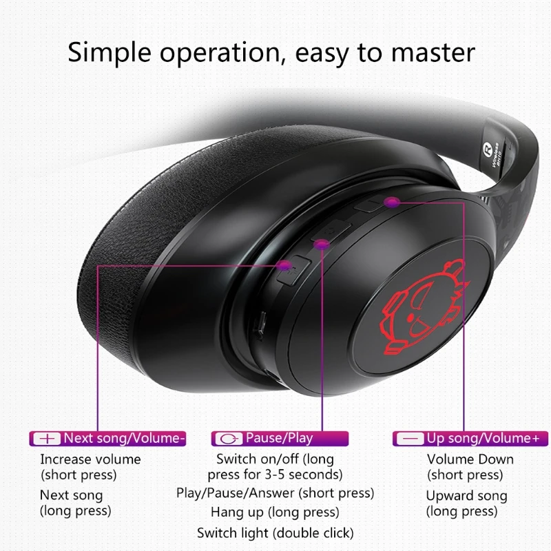 

KX4A 430mAh Battery Capacity Headset Comfy Earmuffs Powerful and Realistic Sound Long-term Use Universal Compatible Earphone
