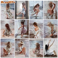 ruopoty frame girl diy painting by numbers kit acrylic canvas paint by numbers handpainted oil painting for home decoration