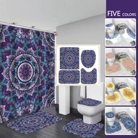 bohemia shower curtain set with rug bath mat waterproof curtains bathroom non slip carpet durable toilet cover bathtub decor