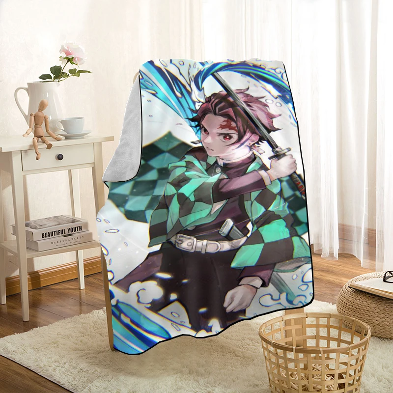 cute kimetsu no yaiba throw blanket personalized blankets on for the sofabedcar portable 3d blanket for kid home textiles free global shipping