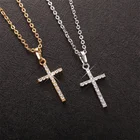 Модное простое ожерелье с крестом золотого и серебряного цвета с кристаллами и кулоном в виде Креста Иисуса для мужчин и женщин, ювелирные изделия для пар, подарочные изделия, оптовая продажа