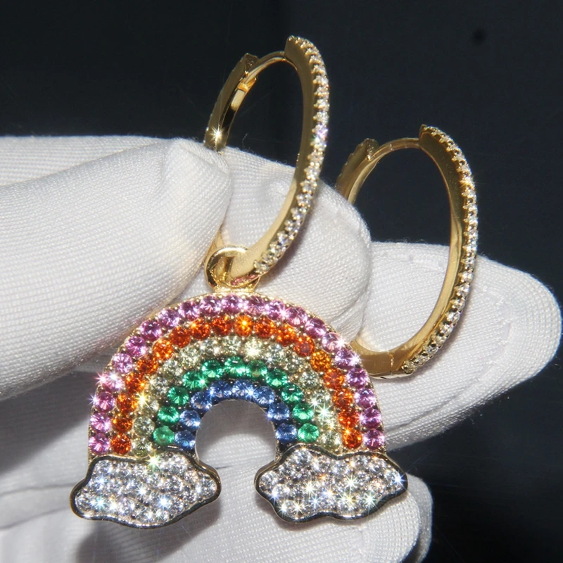 Новое поступление красочные радуги и облака манжеты из чистого серебра 925