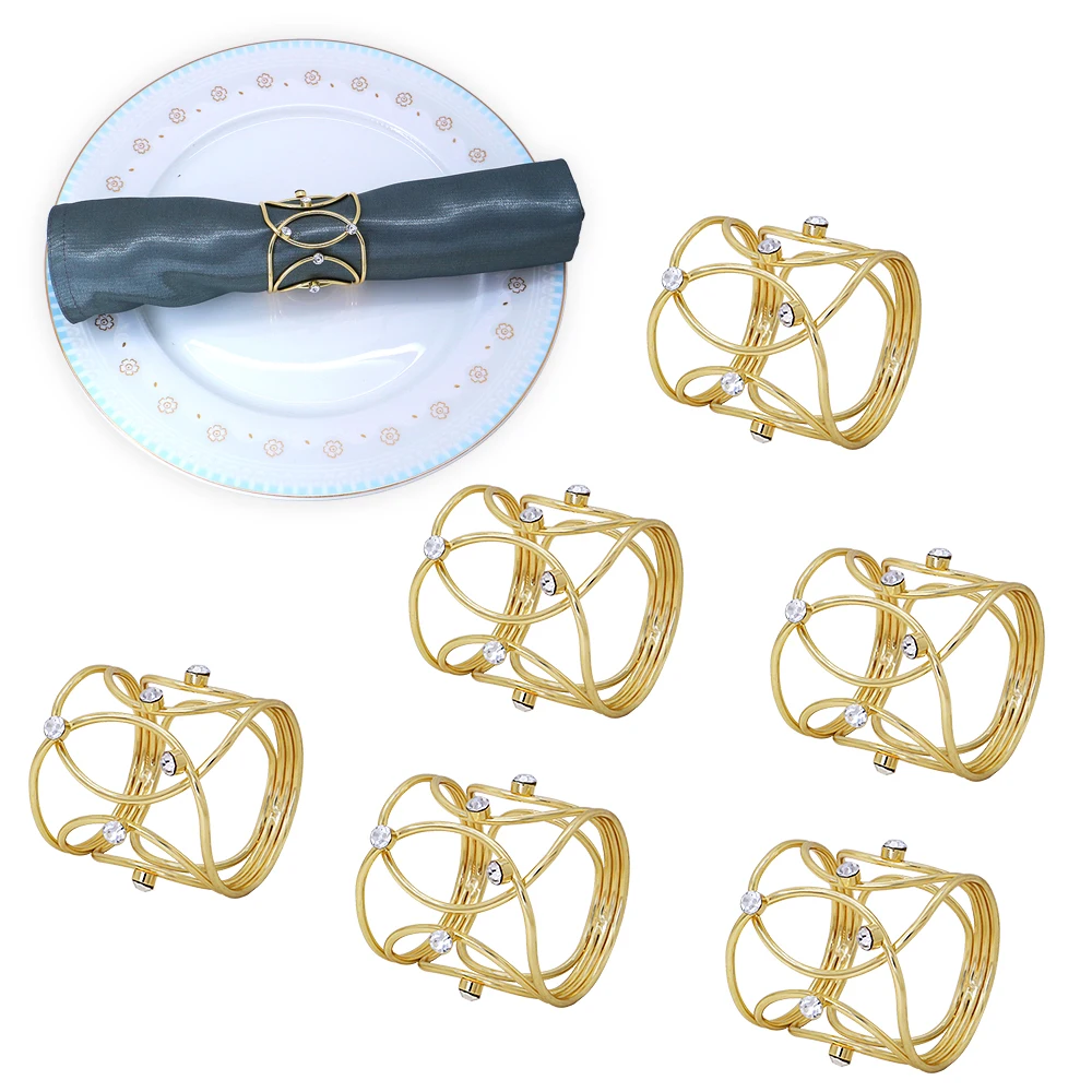 TAI Top 6 шт. крестовое золотистое серебряное хрустальное кольцо для салфетки