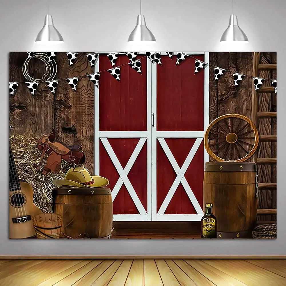 

Ковбойский фон в стиле ретро для портретной фотосъемки с изображением Дикого Запада, деревянного дома, красной двери сарая, декор для вечер...