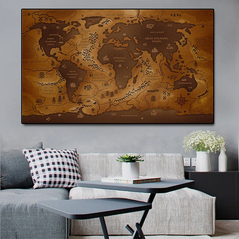 Картина на холсте земля начинающая мир ретро Нетканая Экологически чистая