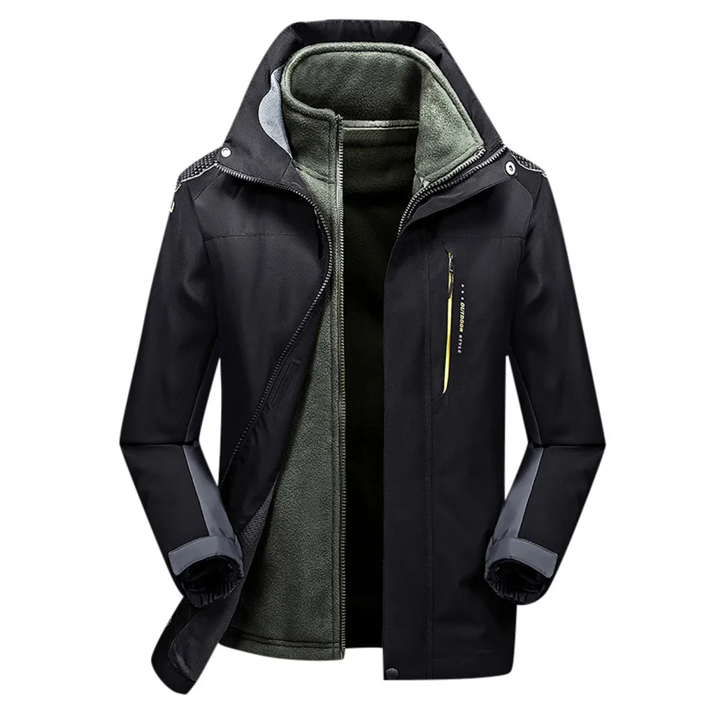 Men Fashion Hoodie Hat Detachable Windbreaker Waterproof Jacket Breathable Sport Outdoor Coat Softshell Fleece Jacket Mujer