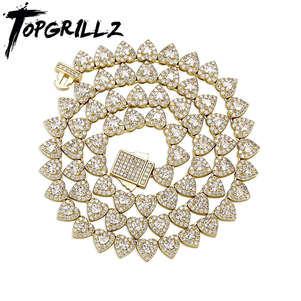 Get TOPGRILLZ 2021 New Heart Tennis Necklace Set Iced Cubic Zirconia 7mm Necklace For Women Choker Hip Hop Fashion Jewelry For Gift