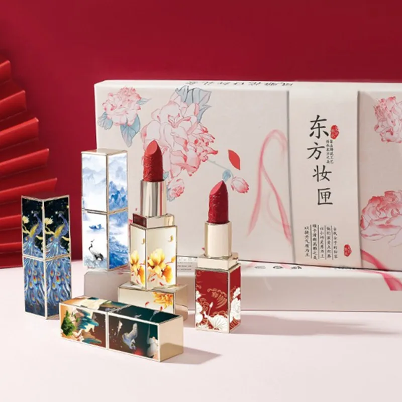 Китайская резная помада в винтажном стиле матовая бархатная стойкая Увлажняющая