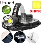 Z40 8000 Люмен XHP90 светодиодный налобный фонарь для рыбалки, кемпинга, фонарь высокой мощности, налобный фонарь, масштабируемый USB фонарь, фонарик 18650