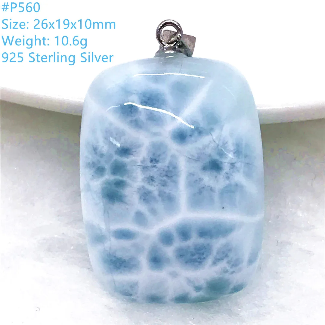 

Top Natural Blue Larimar Pendant Jewelry For Women Lady Man Healing Gift 26x19x10mm Beads Silver Crystal Dominica Gemstone AAAAA
